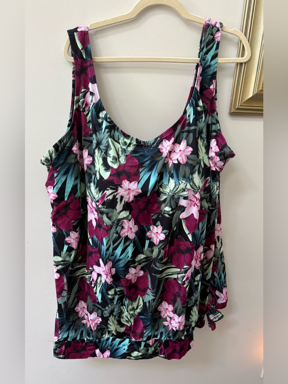 Women Plus Size Tankini Top Printed Swimwear Bathing Suit Tank Top(No Bottom)